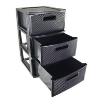 Gaveteiro De Chão Preto Rattan Organizador Com 3 Gavetas