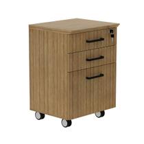 Gaveteiro de Escritório 3 Gavetas com Rodinhas e Chave MDP Amêndoa Tecnomobili