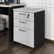 Gaveteiro De Escritório 46cm Com Chave 3 Gavetas E Rodízios Multimóveis Cr25302 Cinza Preto Gaveteiro De Escritório 46cm Com Chave 3 Gavetas E Rodízios Multimóveis Cr25302 Cinza Preto