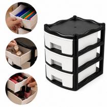 Gaveteiro de mesa 3 gavetas empilhável organizador plástico multiuso para documentos objetos e acessórios escritório Gaveteiro de mesa 3 gavetas empilhável organizador plástico multiuso para documentos objetos e acessórios escritório