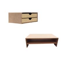 Gaveteiro De Mesa C/ 2 Gav. + Suporte Base Monitor - Kit Gaveteiro De Mesa C/ 2 Gav. + Suporte Base Monitor - Kit