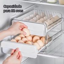 Gaveteiro Duplo em Plástico Tipo Porta 32 Ovos para Cozinha Geladeira