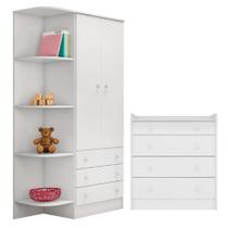 Gaveteiro e Guarda Roupa 2 Portas Vancouver Branco Branco Gaveteiro e Guarda Roupa 2 Portas Vancouver Branco Branco