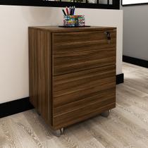 Gaveteiro Escritório Arquivo com Chave e Rodinhas MDP Branco Tecnomobili Cor:Nogal