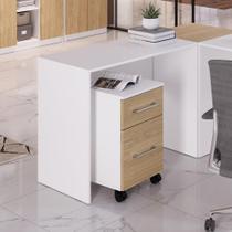 Gaveteiro Escritório Home Office 2 Gavetas Rodinhas Marrom