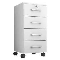 Gaveteiro Gávea com Chave 4 Gavetas Branco Fosco - Móveis Leão