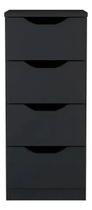 Gaveteiro Gaveteiro Para Escritório E Quarto 4 Gaveta Preto Fosco Multivisão Cor:Preto
