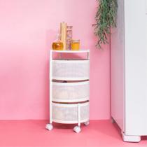 Gaveteiro Giratório Redondo com Rodinhas 3 Gavetas Oikos