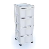 Gaveteiro grande branco com rodinhas e 4 gavetas - 600