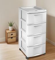 Gaveteiro grande branco com rodinhas e 4 gavetas - 600