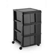 Gaveteiro Grande Porta Tudo 3 Gavetas Rodas Cor Preto