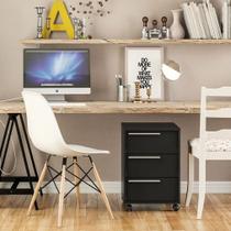 Gaveteiro Maia 3 Gavetas Preto Politorno Gaveteiro Maia 3 Gavetas Preto Politorno