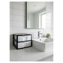 Gaveteiro Médio 2 Gavetas Plástico Preto Organização Prática e Moderna Gaveteiro Médio 2 Gavetas Plástico Preto Organização Prática e Moderna