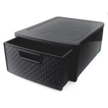 Gaveteiro Modular Empilhável 32,8cm Decoração Rattan Preto Gaveteiro Modular Empilhável 32,8cm Decoração Rattan Preto