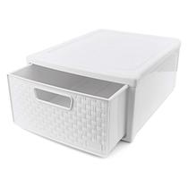 Gaveteiro Modular Rattan Branco C 32,8 X L 26,5 X A 14,5 Cm