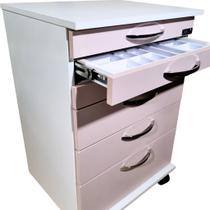 Gaveteiro Móvel Médico Clínico Mesa Auxiliar - Rosa