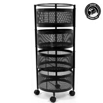 Gaveteiro Multiuso Giratório Carrinho Organizador Fruteira DE METAL com Rodinhas Preto 4 Andares Circular Gaveteiro Multiuso Giratório Carrinho Organizador Fruteira DE METAL com Rodinhas Preto 4 Andares Circular