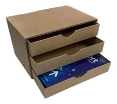 Gaveteiro Organizador 3 Gavetas Mdf Porta Papel Mesa