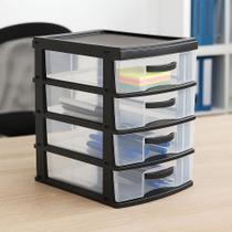 Gaveteiro Organizador 4 Gavetas Grande Plástico Refo - Preto