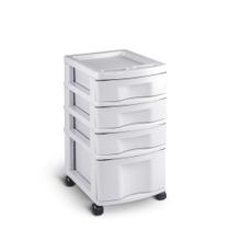 Gaveteiro Organizador Branco Com 4 Gavetas e Rodinhas 591