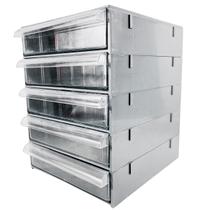 Gaveteiro Organizador Cinza Multiuso Novo Magus Cg505 Sem Réguas Divisórias