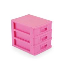 Gaveteiro Organizador De Mesa Micro Porta Tudo - 3 Gavetas - Rosa, Preto, Marrom e Branco