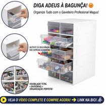 Gaveteiro Organizador de Plástico Multifuncional Maquiagem Papelaria Multiuso Cg510 Magus 10 Gavetas