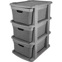 Gaveteiro Organizador Grande de Chão 15 litros com 3 Gavetas em Plástico Juta