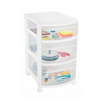 Gaveteiro Organizador Log Médio 3 Gavetas (1 Baixa e 2 Altas) Com Rodinhas Cristal Gaveteiro Organizador Log Médio 3 Gavetas (1 Baixa e 2 Altas) Com Rodinhas Cristal