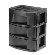 Gaveteiro Organizador Multiuso De Plástico 3 Gavetas Nicho Preto - Agraplast