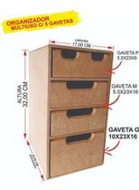 Gaveteiro Organizador Multiuso Pequeno de Mesa (32-Altura x 23-Profundidade x 17-Largura cm) - Girassol