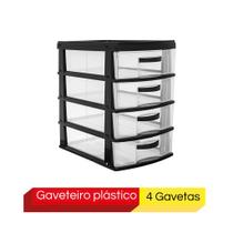 Gaveteiro Organizador Multiuso Plástico Max 4 Gavetas-Preto