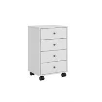 Gaveteiro Organizador Office Presence Branco com 4 Gavetas Rodízios p/ Escritório Quarto- Demóbile