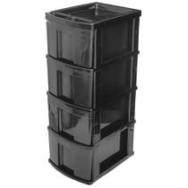 Gaveteiro Organizador Plastico 4 Gavetas Preto 507 - Usual Gaveteiro Organizador Plastico 4 Gavetas Preto 507 - Usual