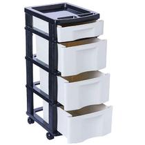 Gaveteiro Organizador Plástico Com Rodinhas 4 Gavetas