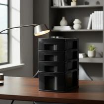 Gaveteiro Organizador Plástico Preto Agraplast 4 Gavetas 1 Grande 3 Pequenas, Multiuso Design Moderno