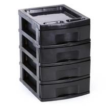 Gaveteiro Organizador Prático 4 Gavetas Baixa Preto 44 Cm