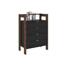 Gaveteiro p/ Escritório AZ1012 c/ 4 Gavetas Preto/Nogal - Tecno Mobili Gaveteiro p/ Escritório AZ1012 c/ 4 Gavetas Preto/Nogal - Tecno Mobili