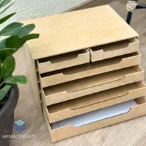 Gaveteiro p/ Folhas Sulfite A4 c/ 6 Gavetas em mdf Material p/ Escritório Suporte Monitor Gaveteiro p/ Folhas Sulfite A4 c/ 6 Gavetas em mdf Material p/ Escritório Suporte Monitor