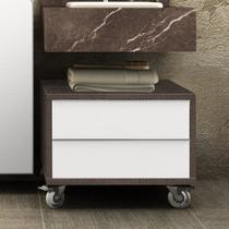 Gaveteiro para Banheiro com Rodízios Max 60cm Marrom/Linho/Branco Gaveteiro para Banheiro com Rodízios Max 60cm Marrom/Linho/Branco