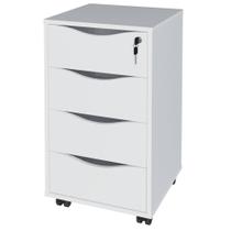 Gaveteiro Para Escritório Office com Rodízios 04 Gavetas Bit A02 Branco - Lyam Decor