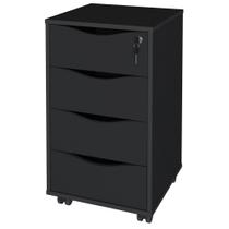 Gaveteiro Para Escritório Office com Rodízios 04 Gavetas Bit A02 Preto - Lyam Decor