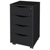 Gaveteiro Para Escritório Office com Rodízios 04 Gavetas Bit Preto - Lyam Decor