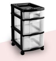 Gaveteiro Plástico 3 Gavetas Transparentes Estrutura Preta Agraplast Cod. 890 Gaveteiro Plástico 3 Gavetas Transparentes Estrutura Preta Agraplast Cod. 890