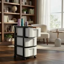 Gaveteiro Plástico Branco 3gavetas Rodízio Agraplast Cod.573