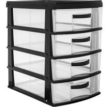 Gaveteiro Plástico Grande de Mesa 4 Gavetas Multiuso Jaguar