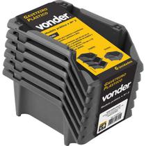 Gaveteiro Plástico, Jogo Com 6 Peças, Modelo Prático, nº 3, Preto, VONDER