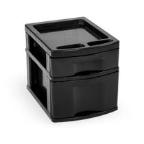 Gaveteiro Plástico Preto 2 Gavetas Agraplast Cod. 753