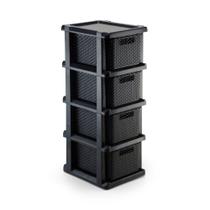 Gaveteiro plástico rattan 04 gavetas Com rodizio - Agraplast