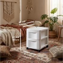 Gaveteiro Plástico Todo Branco 2 Gavetas Rodízio Agraplast Cod. 601 Organizador Quarto Banheiro Ferramentas Aviamentos
